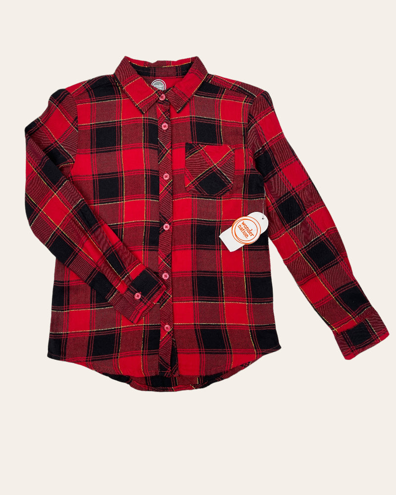 Wonder Nation Girls Flannel Shirt (XS)