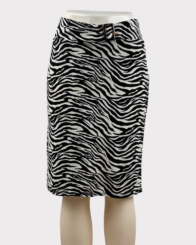 Nine & Company Black and White Zebra Print Mini Skirt (W36)