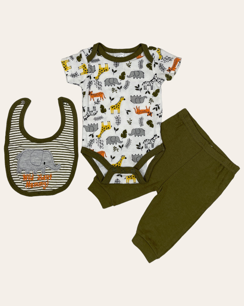 CJP Baby 3 Piece Set - Bodysuit, Pants, Beanie (0-3M)