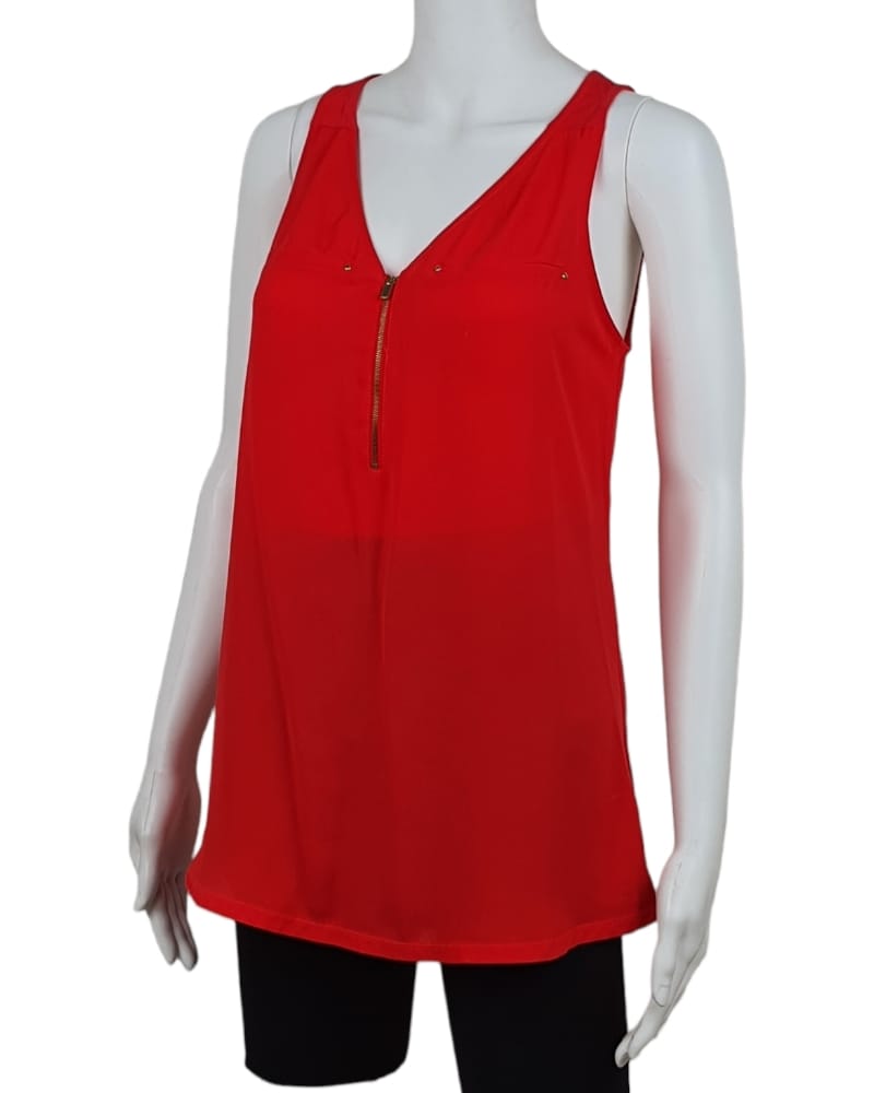 Express Front Zip Red Blouse (M)