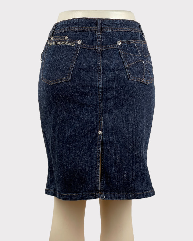 John Richmond Dark-wash Blue Denim Skirt (W30)