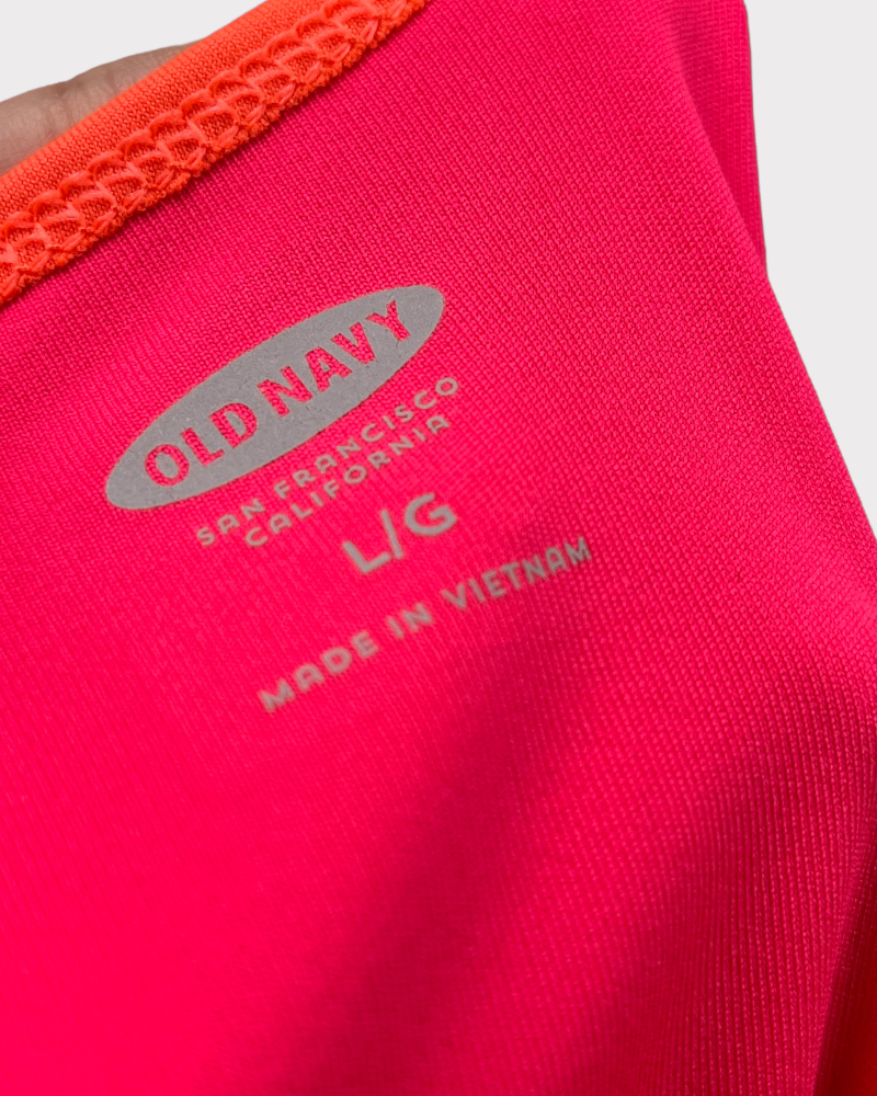 Old Navy Neon Pink With Orange Lining Tank Top (L)