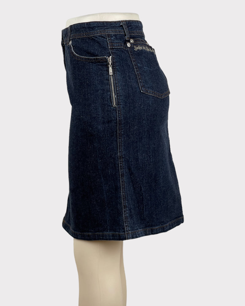 John Richmond Dark-wash Blue Denim Skirt (W30)