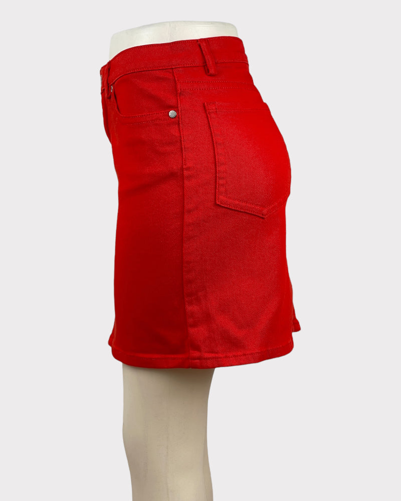 Joe Fresh Red Denim Mini Skirt (W34)