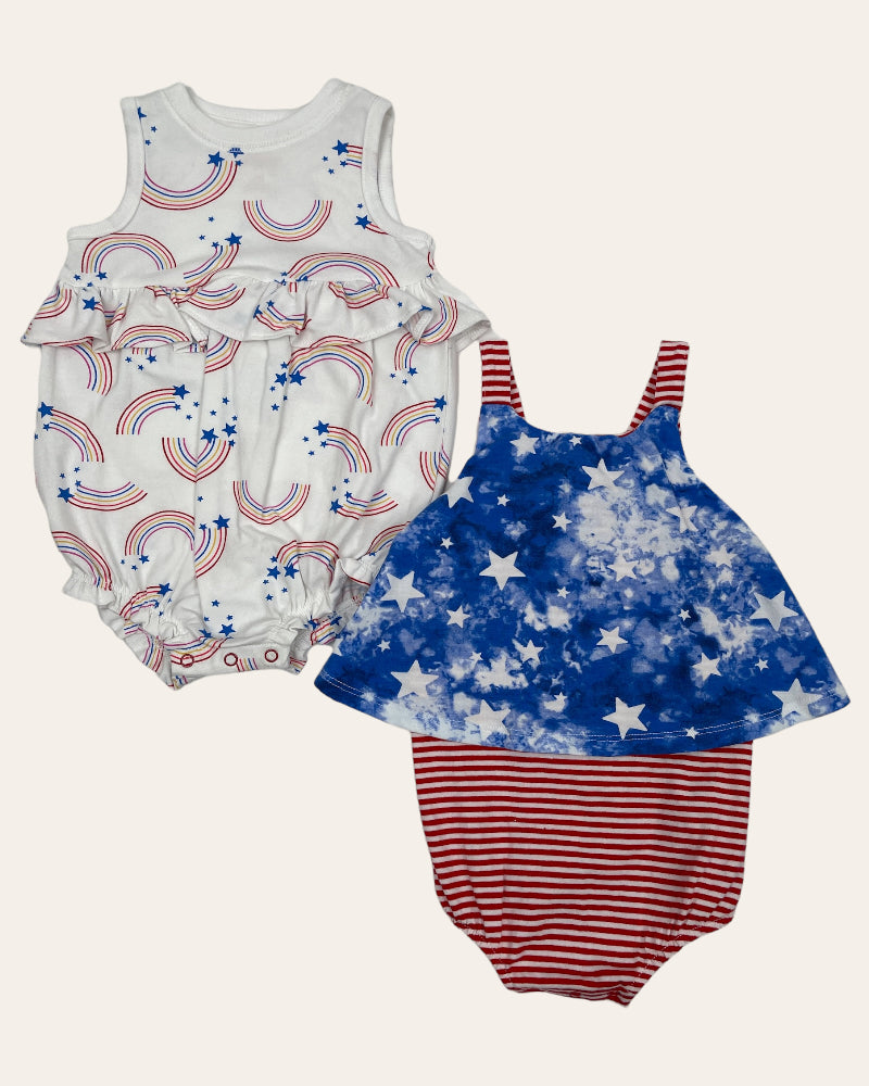 Cat & Jack Pack Of 2 – Rainbow And Stars Bodysuits (12M)