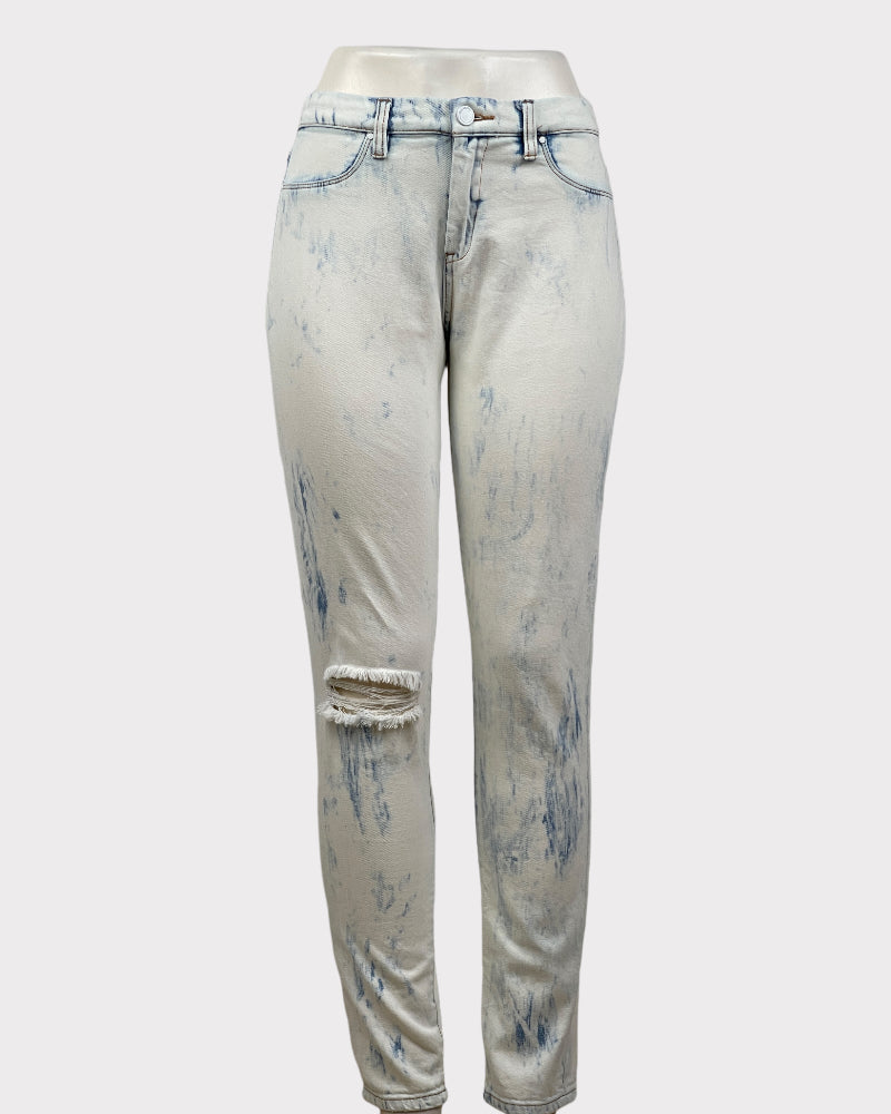 BLANKNYC White And Blue Bleached Distressed Jeans (W32)