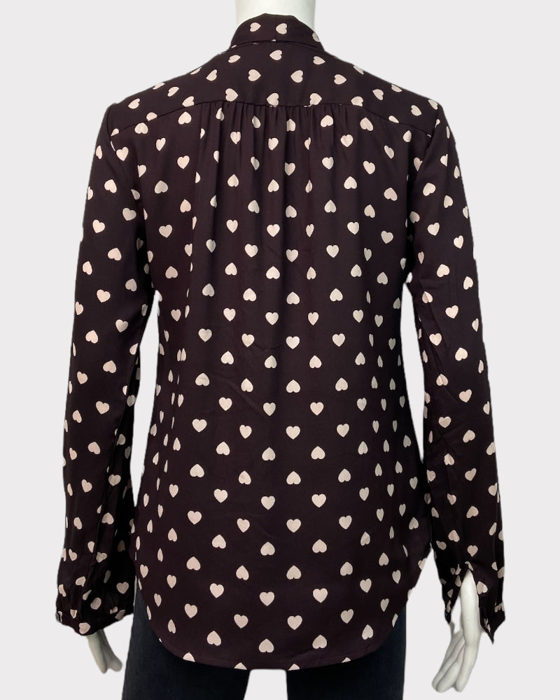 Loft Long-Sleeve Heart Print Top (XS)