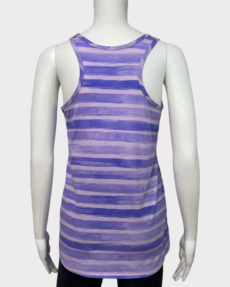 Xhiliration Purple Striped Tank Top (S)