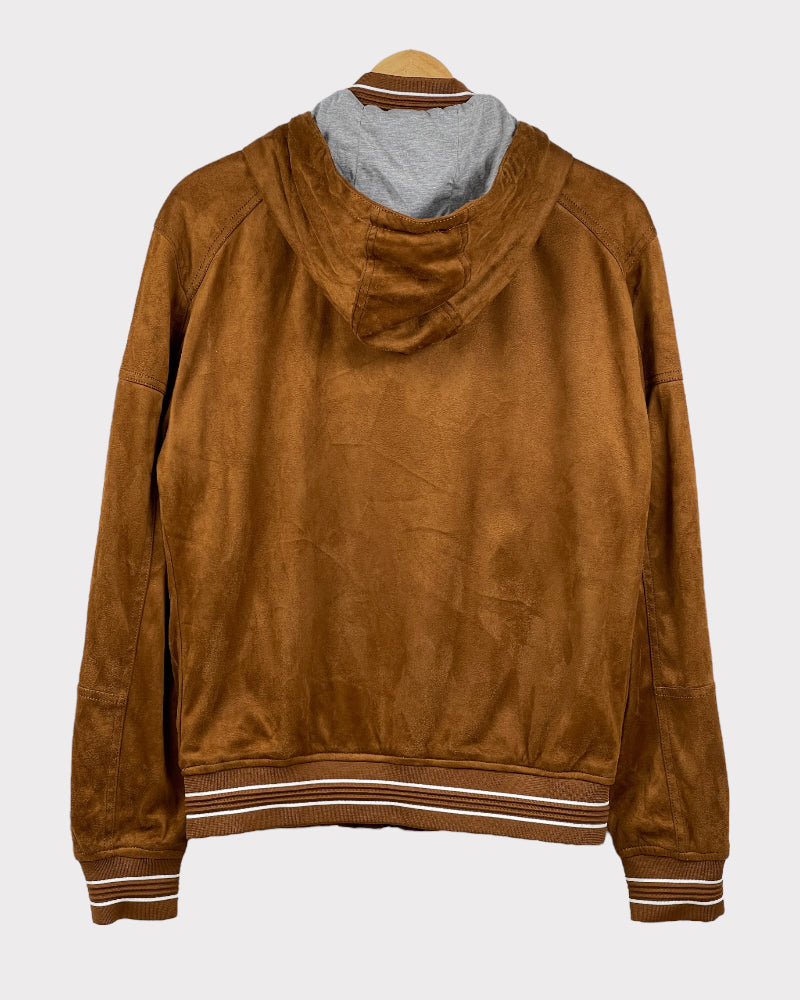 Zara Brown Suede Hooded Jacket (M)