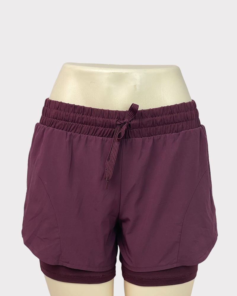 Avia Dark Plum Active Tie-Waist Shorts (W31-34)