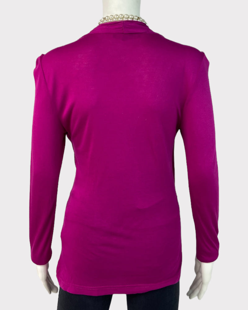 Kenneth Cole Long-Sleeve Purple Wrap-Around Top (M)