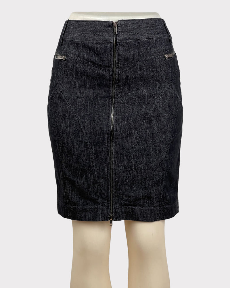 Dalia Collection Zip-front Denim Mini Skirt (W29)