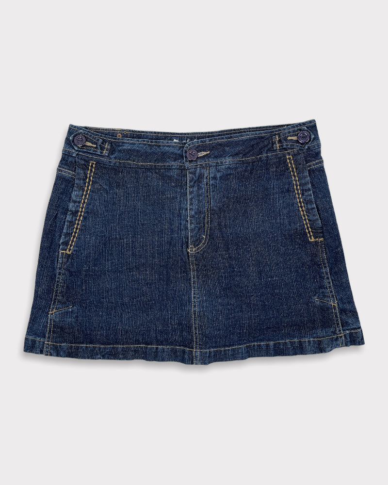 Kikit Jeans Dark-wash Blue Denim Mini Skirt (W33)