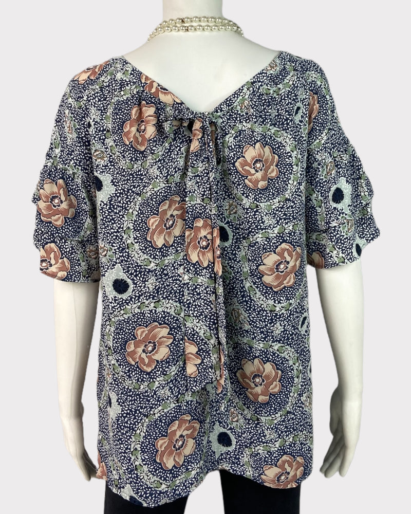 Loft Outlet Short-Sleeve Floral Print Blouse (S)