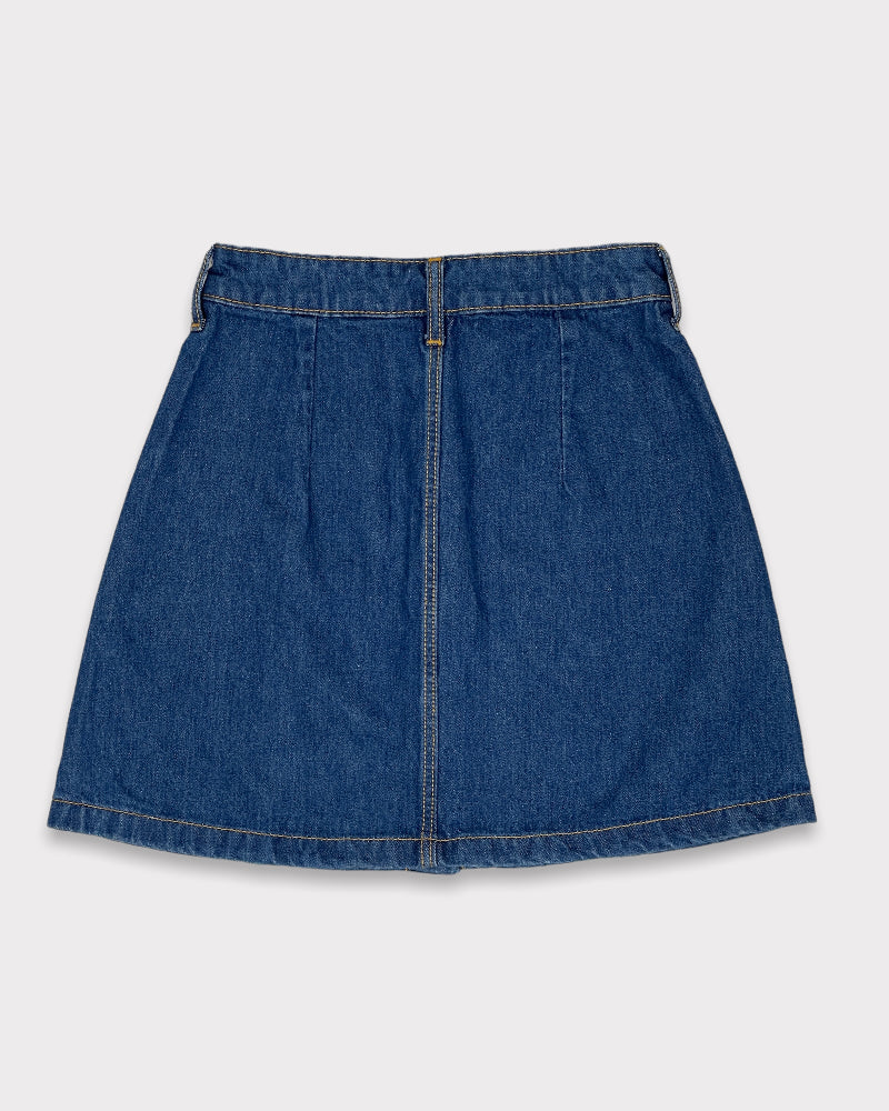 H&M Divided Mid-wash Blue Button Denim Mini Skirt (W22)