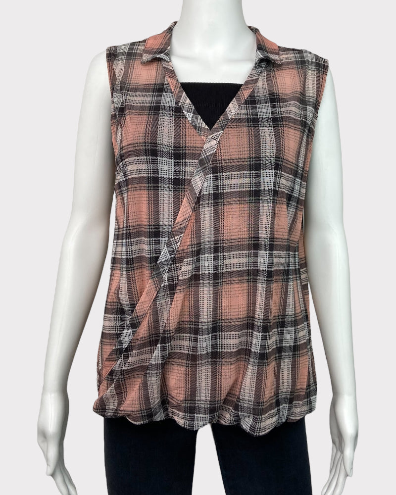 Eden &amp; Olivia Pink Checkered Top (L)