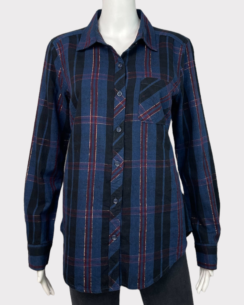 Time And Tru Long-Sleeve Flannel Top (S)