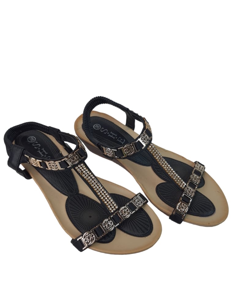 S.H.E Black/Brown Ladies Sandal  (38 )