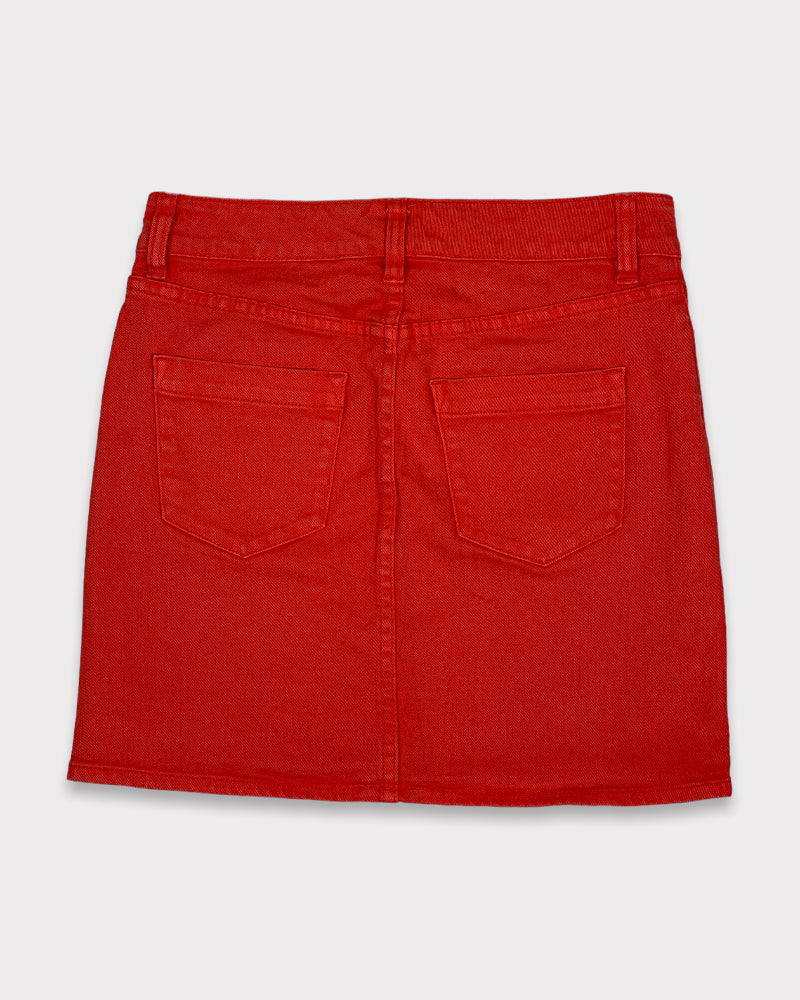 J. crew Red-Orange Denim Mini Skirt (W28)