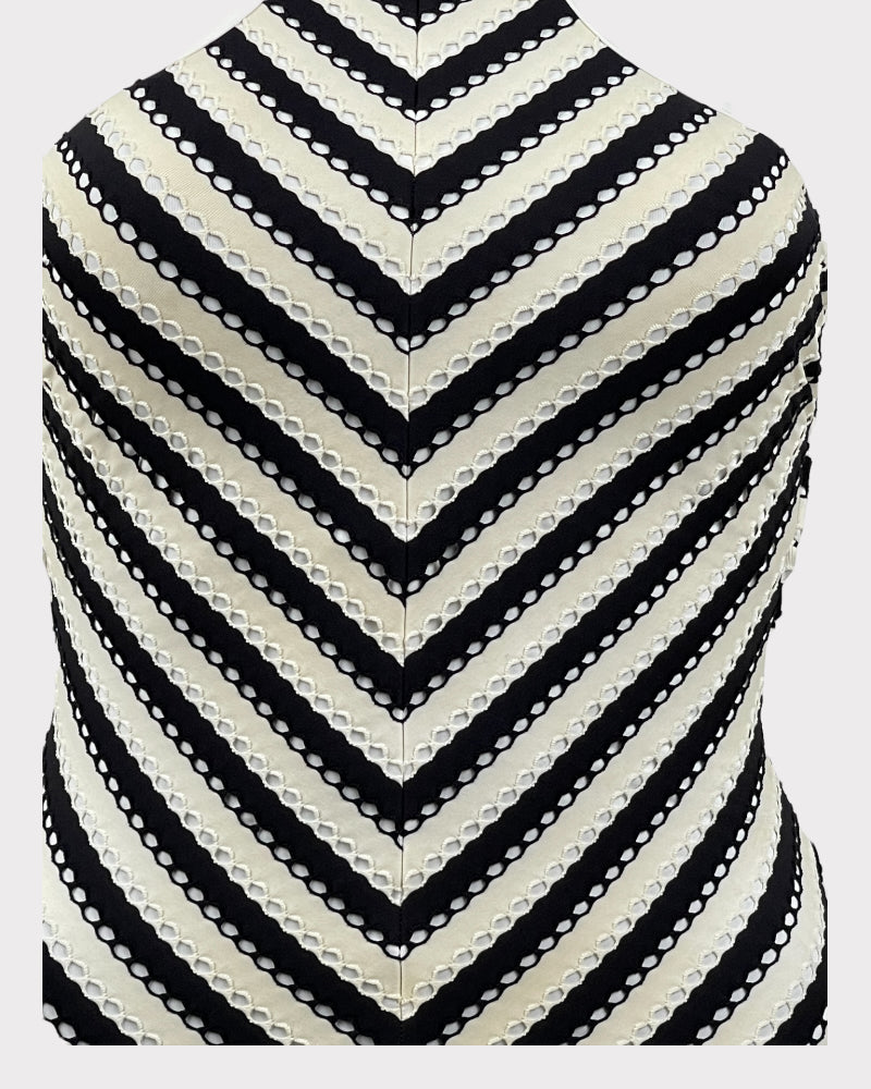 Seafolly Australia Striped High Neck Swimsuit (S)