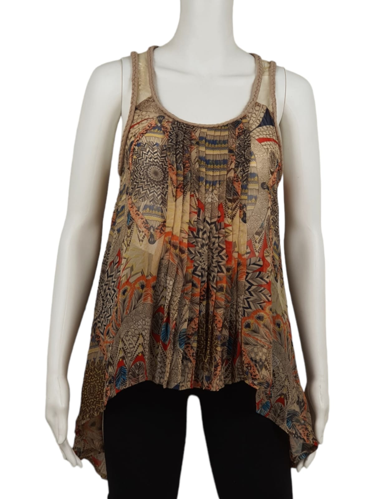 Doe & Rae Boho Sleeveless Tops With Embroided Detail (S)