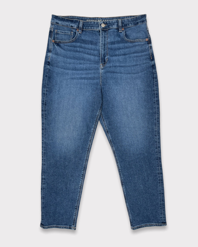 American Eagle Outfitters Mid-Wash Blue Mom Jeans (W34)