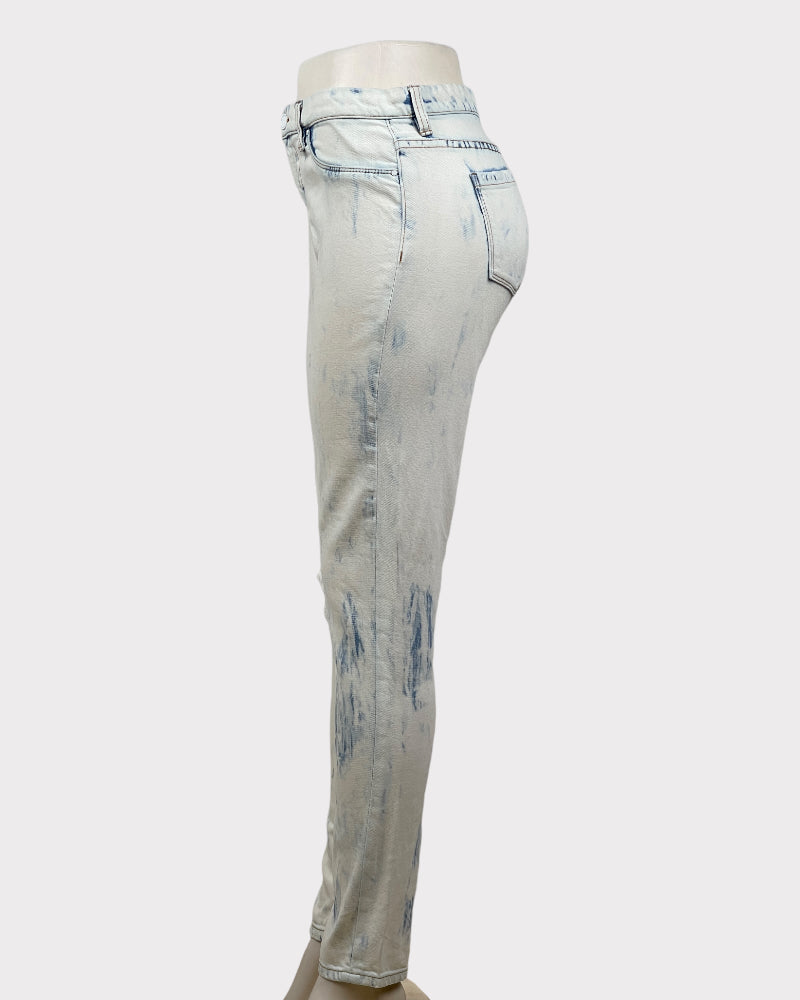 BLANKNYC White And Blue Bleached Distressed Jeans (W32)