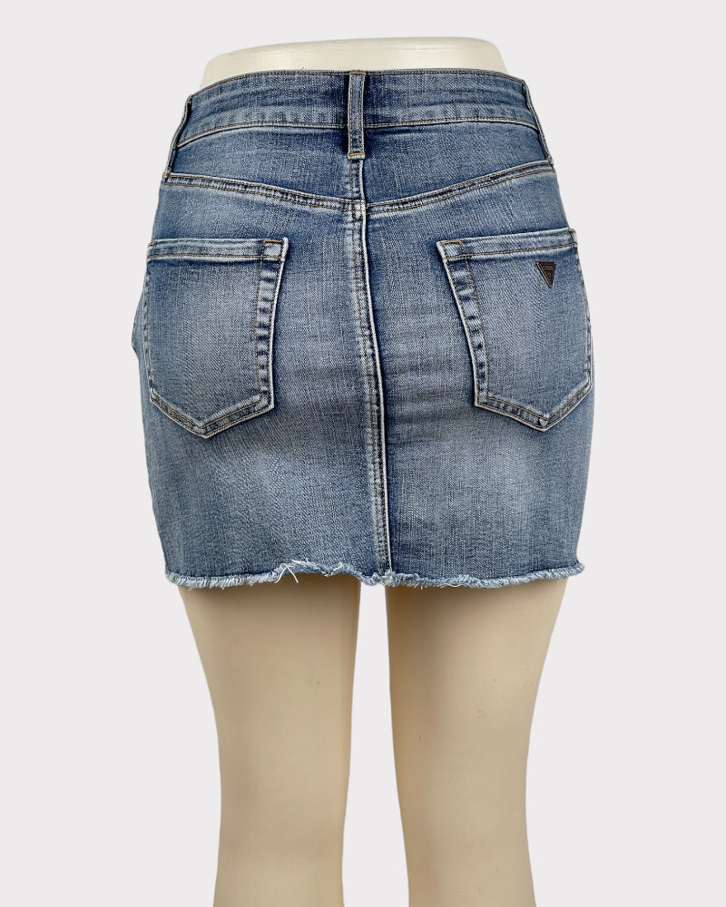 Guess Distressed Denim Mini Skirt (W26)