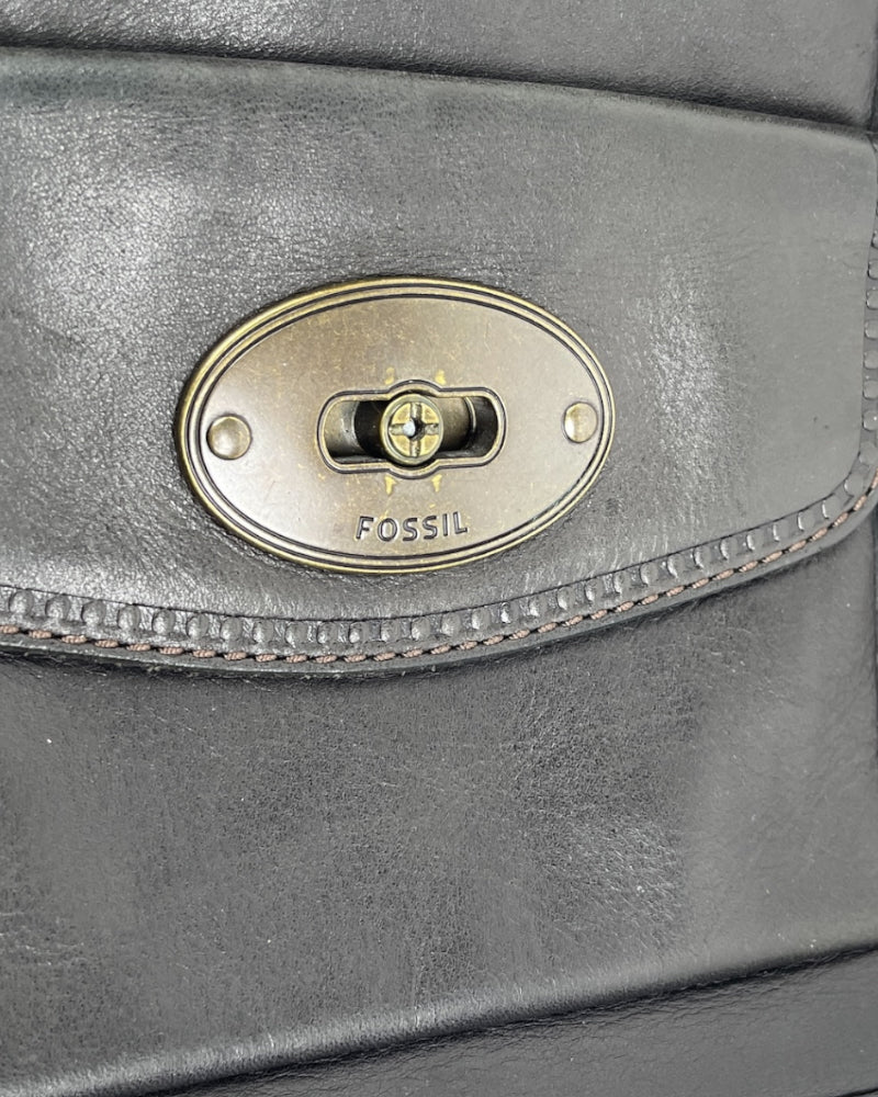 Fossil Black Leather Crossbody Bag