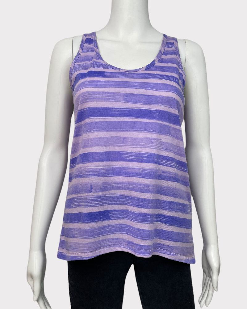 Xhiliration Purple Striped Tank Top (S)