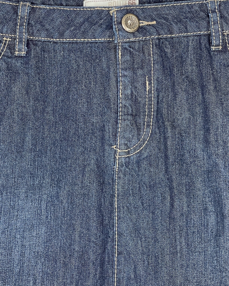 Route 66 Dark-wash Blue Denim Mini Skirt (W14)