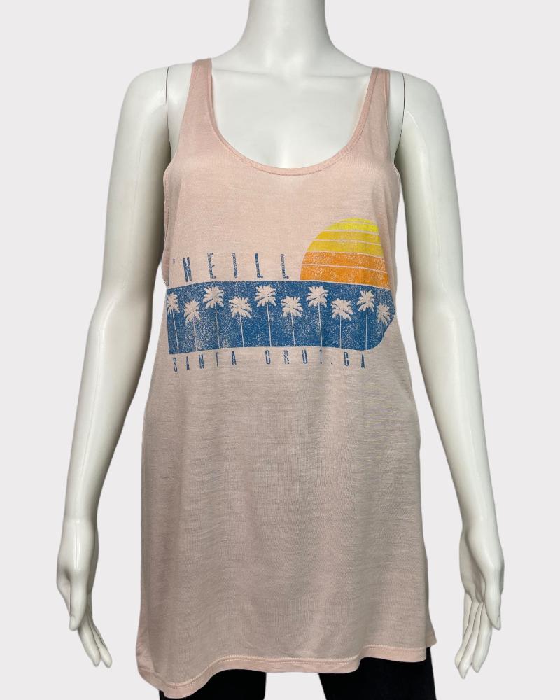 O'neill Light Peach Summer Print Tank Top (M)