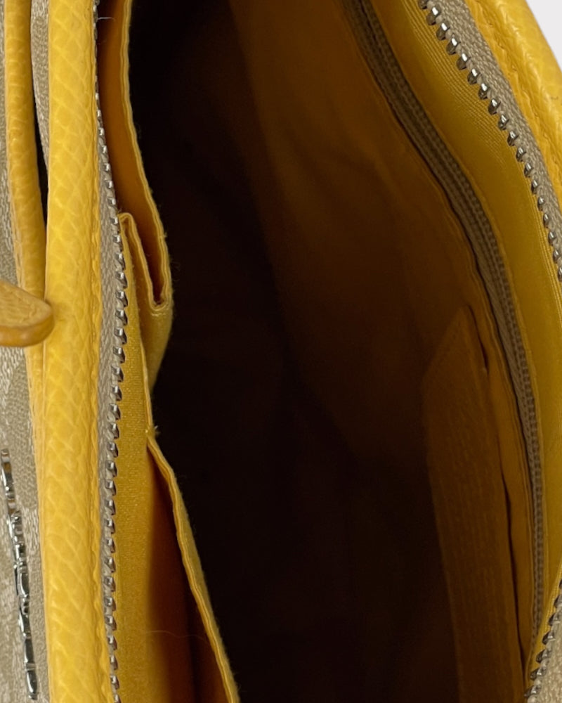 Coach Beige And Yellow Signature Canvas Crossbody Bag