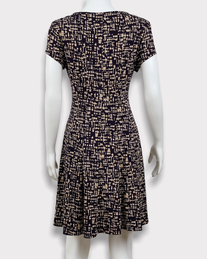 Connected Apparel Printed Short Sleeve Dress (L)