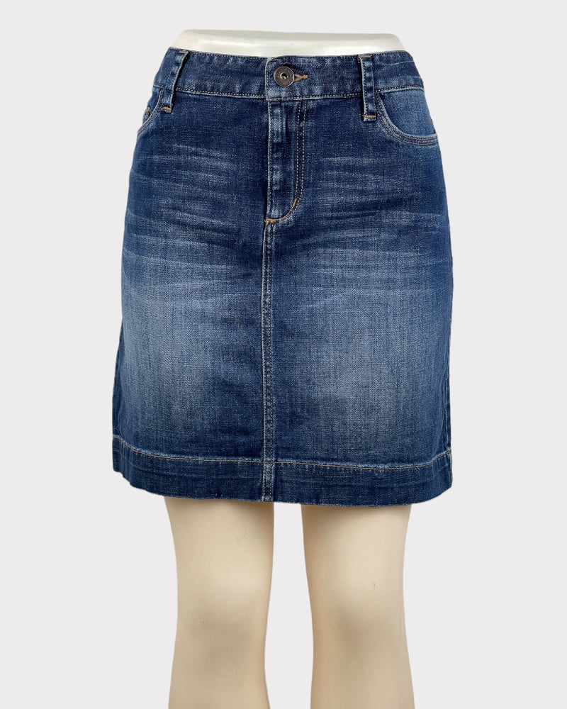 Eddie Bauer Dark-Wash Blue Denim Mini Skirt (W32)