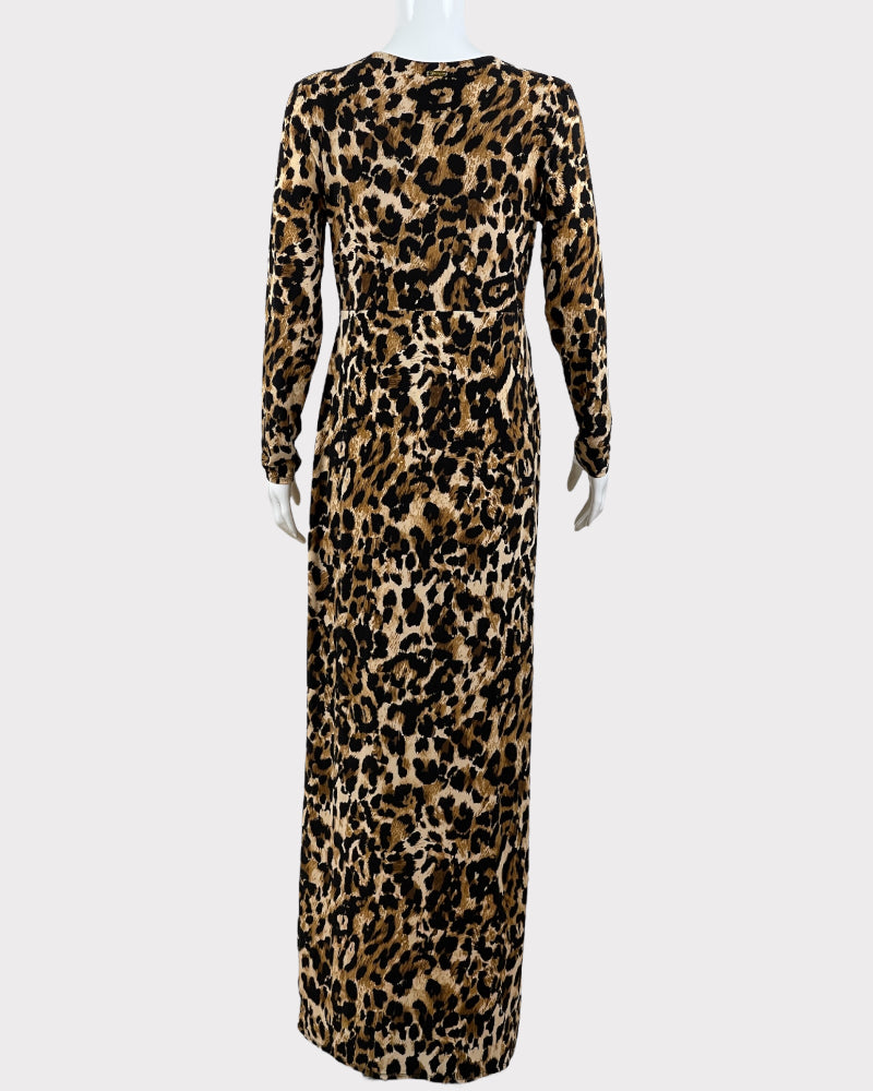 Thalia Sodi Leopard Print Knot Detail Long Sleeve Dress (M)