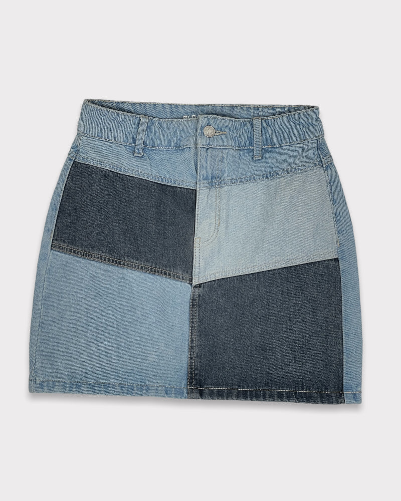 Wild Fable Light-wash Blue Colorblock Denim Mini Skirt (W25)