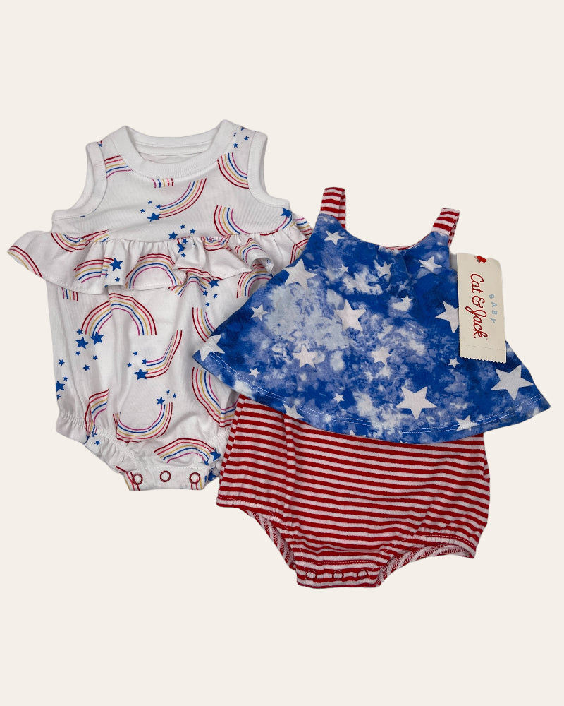 Cat & Jack Pack Of 2 – Rainbow And Stars Bodysuits (NB)