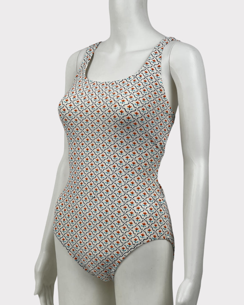 Nautica White Printed One Piece Swimsuit (M)