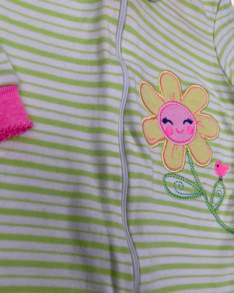 Garanimals Girls Striped Sunflower Sleepsuit (0-3M)