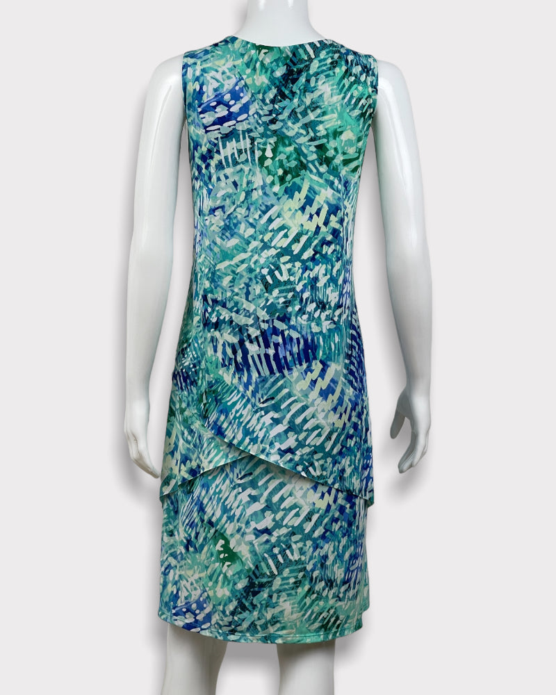 Susan Graver Printed Layered Sleeveless Dress (S)