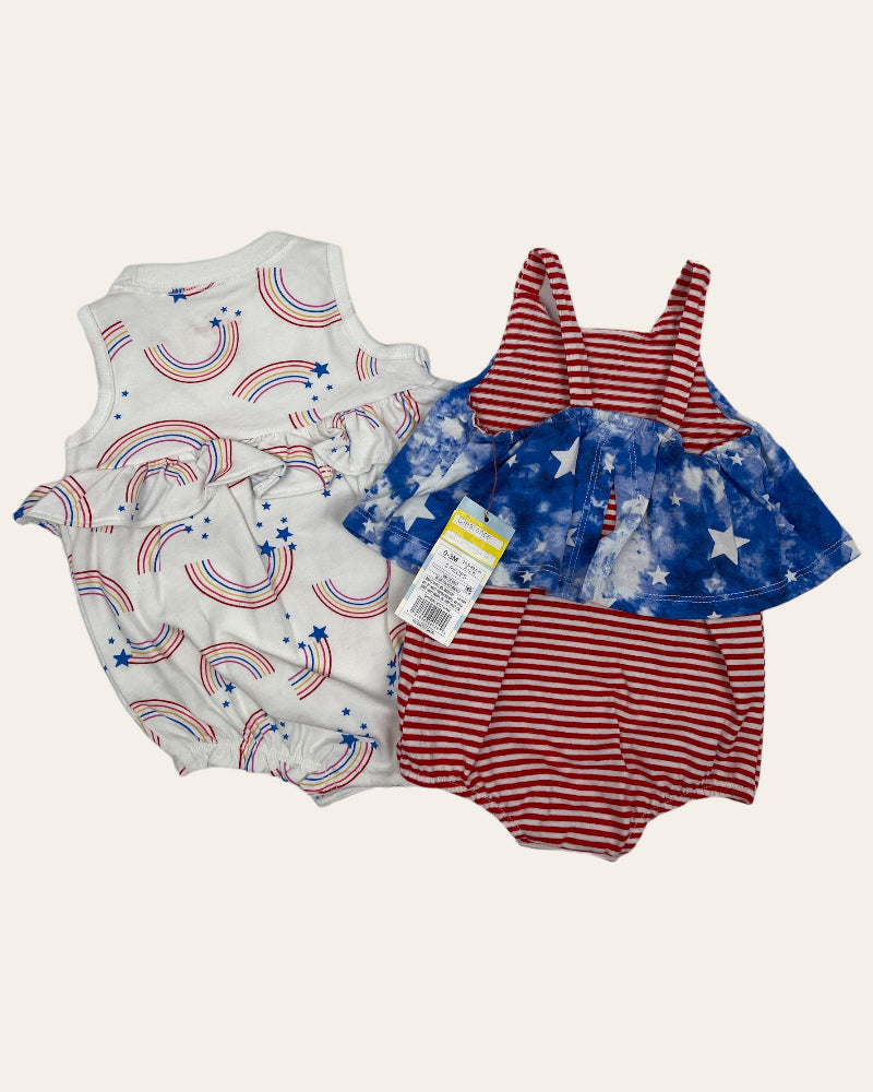 Cat & Jack Pack Of 2 - Rainbow And Stars Bodysuits (0-3M)