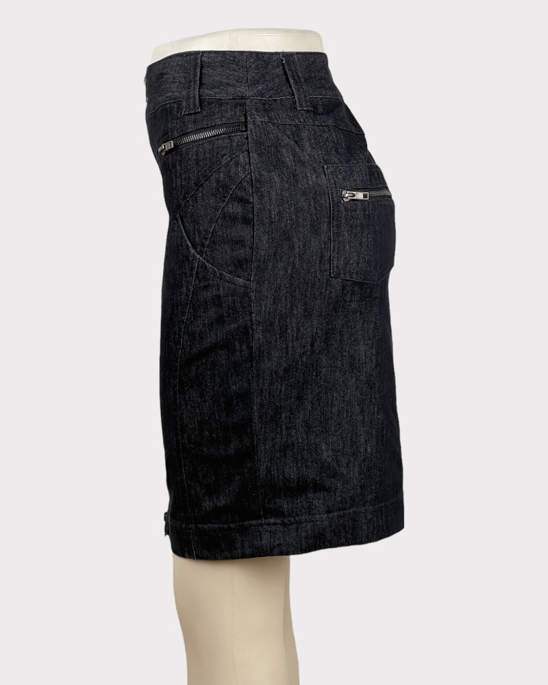 Dalia Collection Zip-front Denim Mini Skirt (W29)