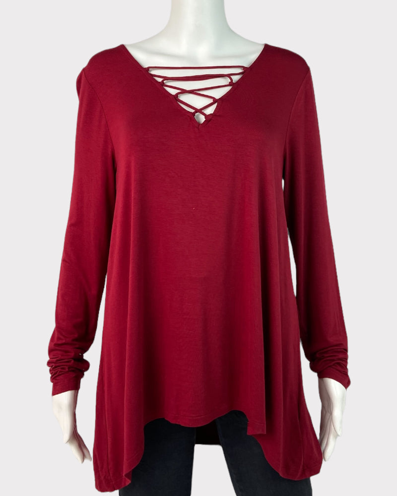 Old Navy Long-Sleeve Criss-Cross Chest Detail Top (M)