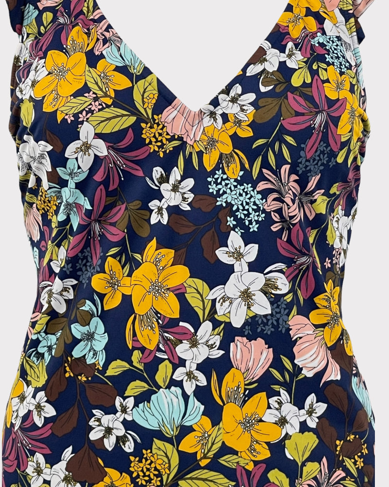 Beach Betty Flower Print One Piece Swimsuit (M)