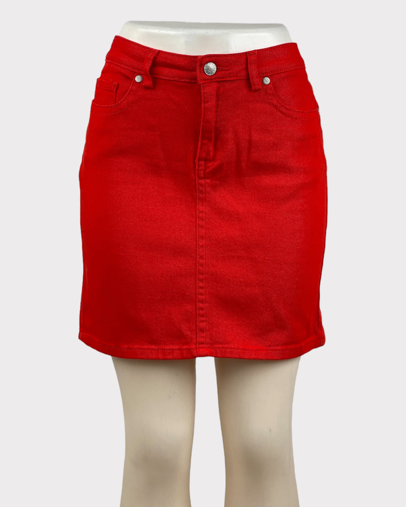 Joe Fresh Red Denim Mini Skirt (W34)