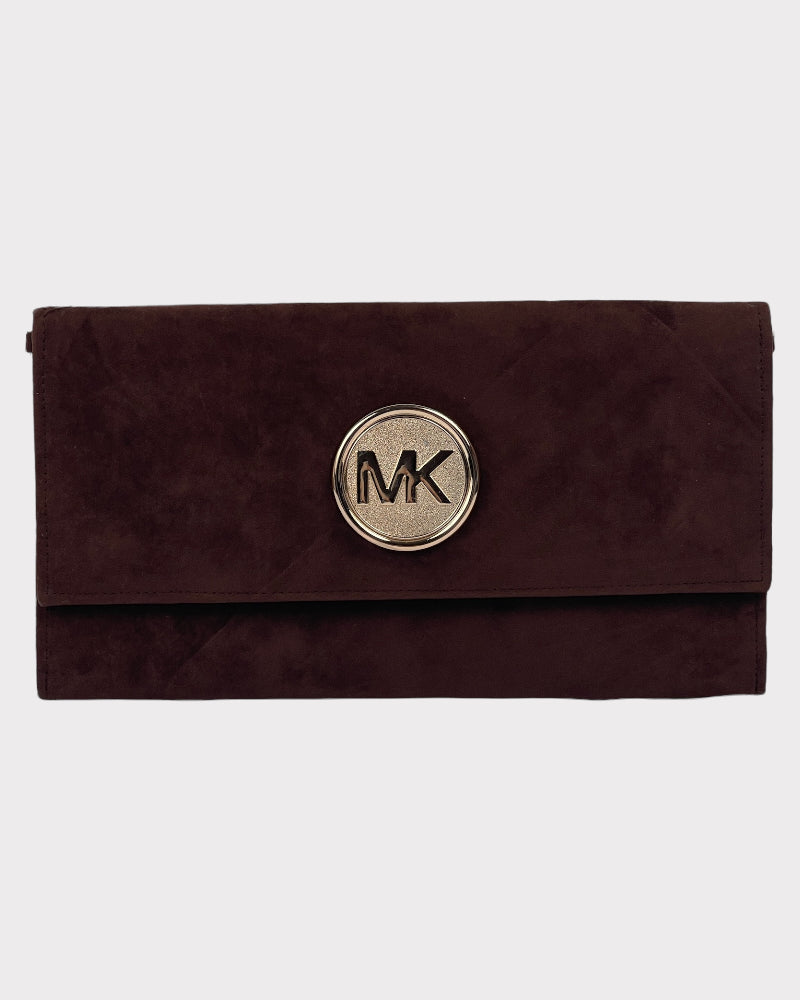 Michael Kors Brown Suede Clutch Bag