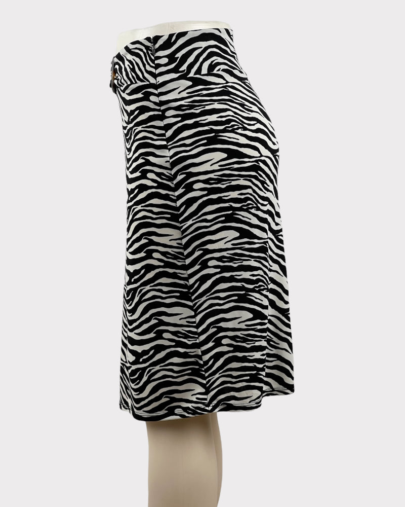 Nine & Company Black and White Zebra Print Mini Skirt (W36)