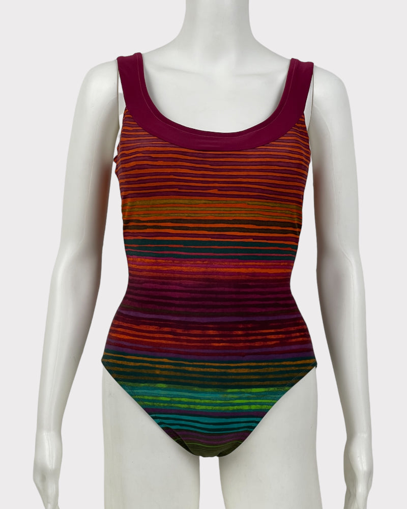 Gideon Oberson Striped One Piece Swimsuit (M)