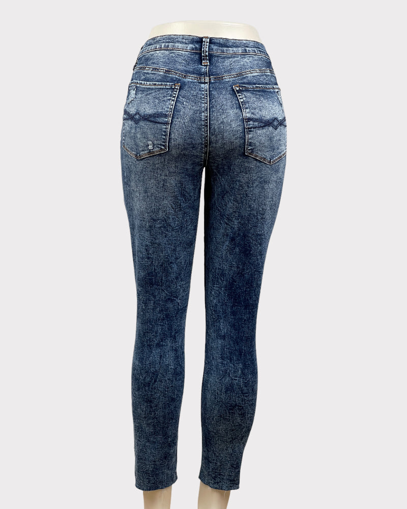 Mudd Dark-Wash Blue Acid Wash High Rise Ankle Jeggings (W31)